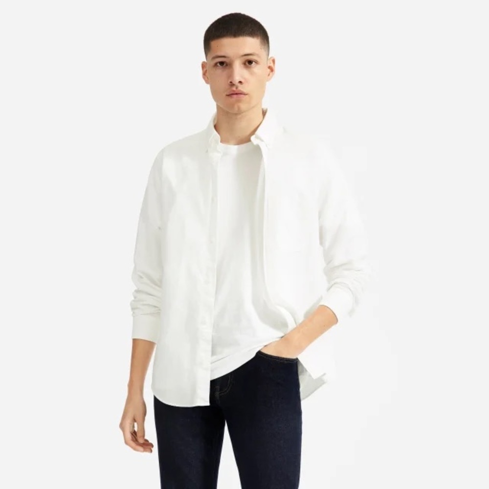 Mens White button-down Oxford shirt. New from Everlane